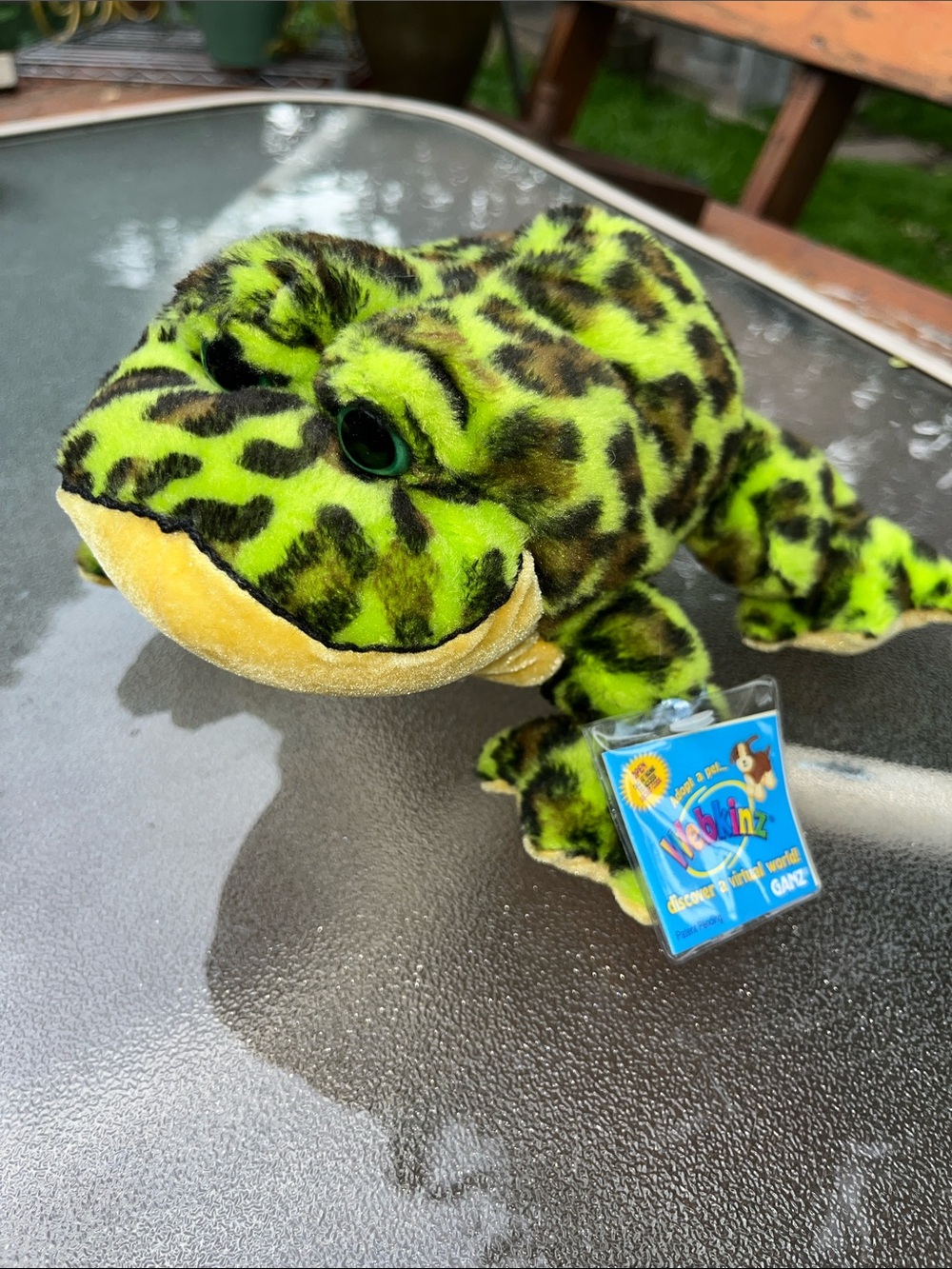 GANZ webkinz Green and Yellow Leopard-Pattern Bullfrog Plush NWT
